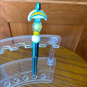 Hand Crafted NFL Chargers Beaded Pen